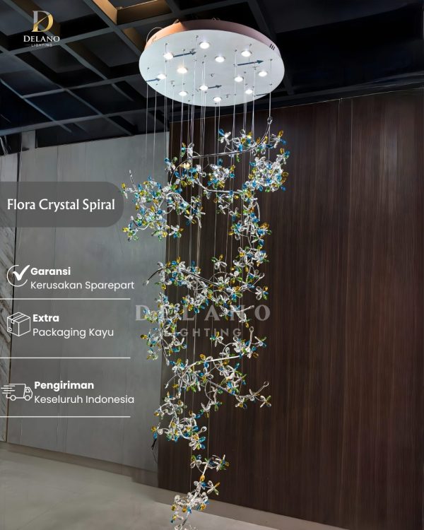 Lampu Void Kristal Flora Spiral 8125-12+13 Chrome
