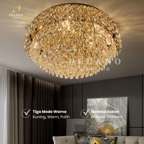 Lampu Plafon Kristal Royal Diamond Pavilion 936-800 Luxury Gold