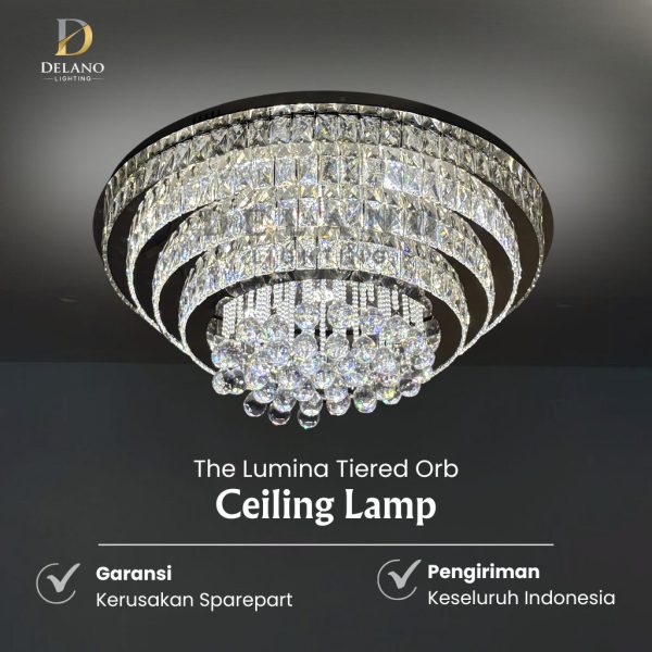 Lampu Plafon Kristal The Lumina Tiered 5001-800 Luxury Chrome