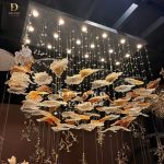 Lampu Plafon Kristal The Amber Leaf SK-03-L-1200-W-500 Luxury Gold