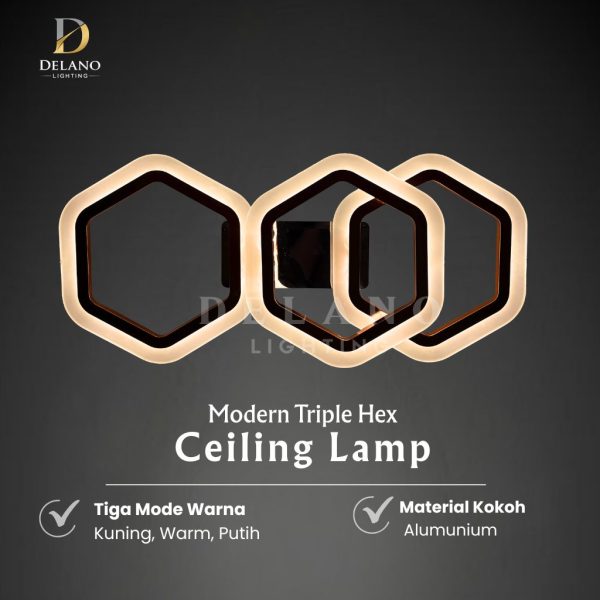 Lampu Plafon Triple Hex KD-TCL-03 Modern Rosegold