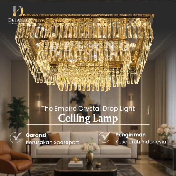 Lampu Plafon Kristal The Empire Drop Light 9905-1000-75 Luxury Gold
