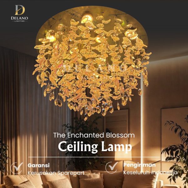Lampu Plafon Kristal The Enchanted Blossom 69015 Luxury Gold