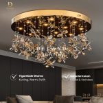Lampu Plafon Kristal Black Amber 69029-800 Luxury Gold