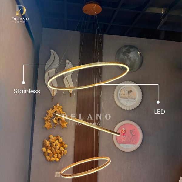 Lampu Gantung LED Ring DM-8023 Modern Gold