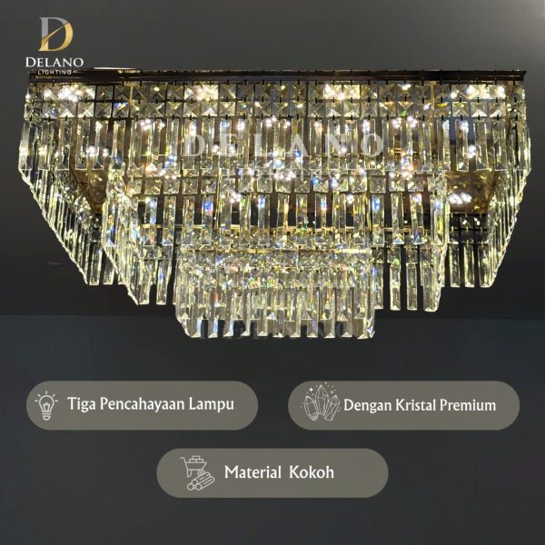 Lampu Plafon Kristal The Empire Drop Light 9905-1000-75 Luxury Gold