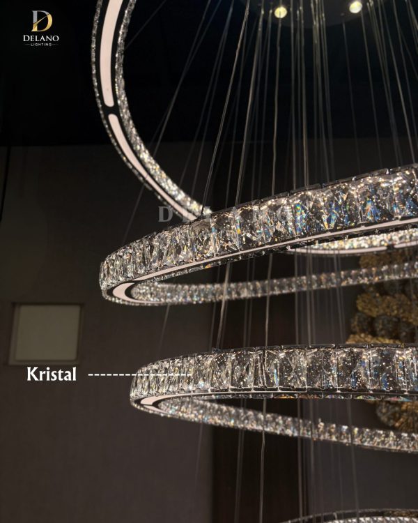 Lampu Void Kristal Luxury Multi-Ring Droplet 9128-120 Chrome