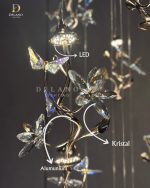 Lampu Void Branch Butterfly Crystal Pendant 8191-15 Gold