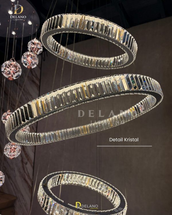 Lampu Void Kristal Diamante Ring Suspension Light CLY-6607-5 Gold