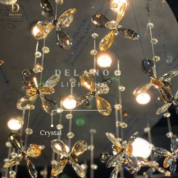 Lampu Plafon Kristal Black Amber 69029-800 Luxury Gold