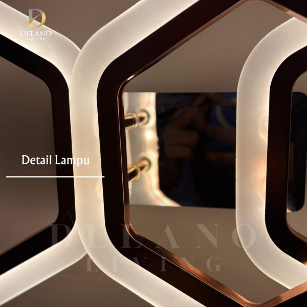 Lampu Plafon Triple Hex KD-TCL-03 Modern Rosegold
