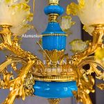 Lampu Gantung Kristal Ornate Gold And Blue Floral Glass GT-18 Gold