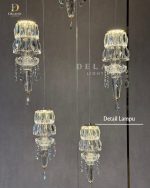 Lampu Void Kristal Clear Glass Jellyfish 8188 (6+1 Lights) Chrome