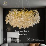 Lampu Gantung Kristal Premium Ember Root Untuk Ruang Tamu 9002-D850-90
