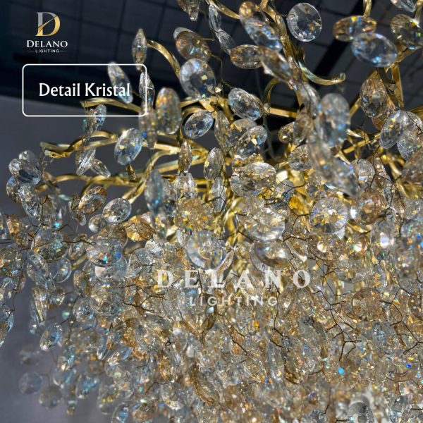 Lampu Gantung Kristal Premium Ember Root Untuk Ruang Tamu 9002-D850-90